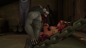 An Elf redhead in a Werewolf's cell - Warcraft Hentai Parody
