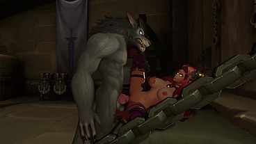 An Elf redhead in a Werewolf's cell - Warcraft Hentai Parody