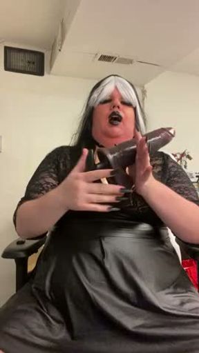 Goth sissy fuck doll shows love for bbc toy