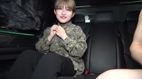 Asian gal blowjob in a car