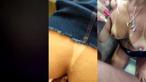 sai de sainha sem calcinha, encontrei um safado no elevador e ele arrombou meu cu e me deu banho de leite.