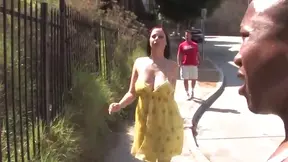 Sultry Blonde Seduced Outdoors Gets Railed Doggy Style by Thick Cock