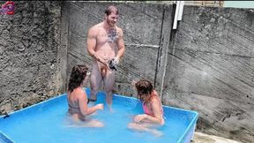hot threesome fuck in the pool