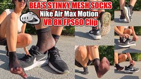 VR 3D 8K 180 60 fps | WORN-OUT NIKE AIR MAX MOTION POV VR 8K 4K – BEA’S STINKY MESH SOCKS RED CHEESE FEET SWEATY FOOT-NOSE EXPLOSION WITH TOE-WIGGLING & STEAMY FOOT SMELL!