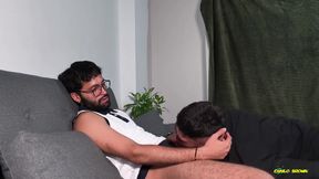 Sexy Twink Jacobo Torres Sucking Hot Daddy Camilo Brown&#039;s Big Uncut Cock