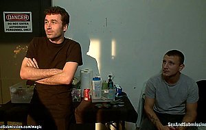 Gagged bound brunette slut dp fucked
