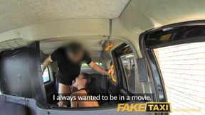 Taxi Creampie for hot Hungarian brunette in London taxi