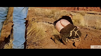 Submissive babe's hard outdoor butt fucking