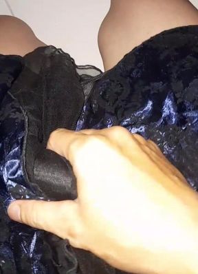 Satin Cute Blue Mini Dress Masturbation