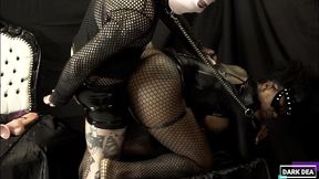 the kinky slut queen  dark dea  whip and pegging ass of her slave