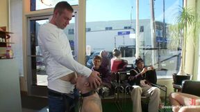 Shaved and Fucked in a Busy Barbershop