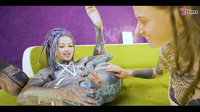 Alternative TATTOO Teens Fucking each other with Crazy Toys, Anal GAPE, DP, Big Toys (goth, punk, alt porn) ZF036