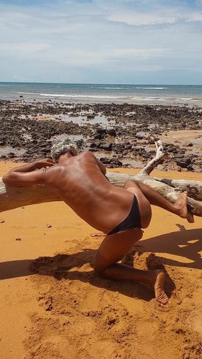 Ladysilva Femboy on the Beach Showing off Her Panty Ass