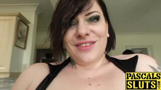 Chubby British woman is ready for hardcore bondage sex