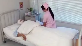 Japanese Nurse babe gets fucked and filled with cum in dirty gangbang