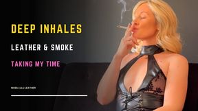 Deep Inhales After Dark In Leather Boots and Mini Dress — Glam MILF Smoking - Miss Lulu Leather - MP4 HD