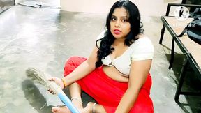 Desi maid was fucked by her horny owner when he was alone at home