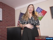 Dominant teacher teaches a disobedient student some discipline