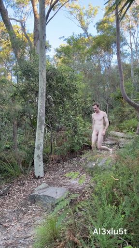 Naked man in woods