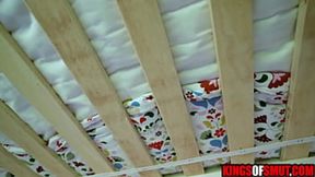 Spied on stepmom gives tasty blowjob to her friend's cock
