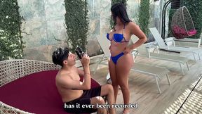 latina brunette milf fucks a mexican tourist outside the hotel - lina henao
