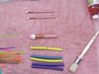 Kinky Lesbian babes three-some cervix insertions and Urethral liquid injections