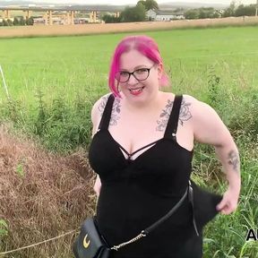 Public pissing and oee through panties! German Goth BBW Abby Strange