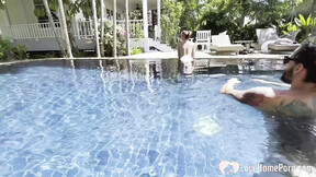 ”Sexy Beautiful Babe Takes a Swim & Gets My Shaft Poolside”