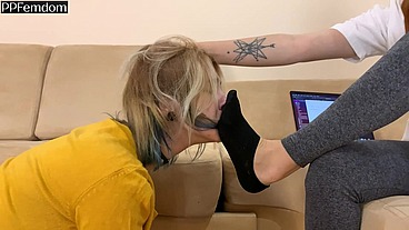 Sniff In My Dirty Socks Bitch! Socks Smelling Mummification Lezdom