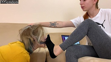Sniff In My Dirty Socks Bitch! Socks Smelling Mummification Lezdom