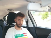 Jerking off my huge cock in a public car park