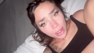 Big dick ATM gags on milf shaved pussy