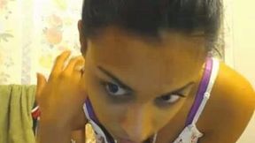 Playful dark skin Indian teen shows off herself nude