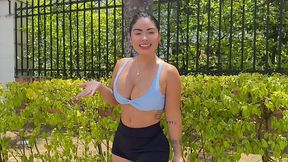 Hookup with hot Latina fit girl with bubble butt and fake tits