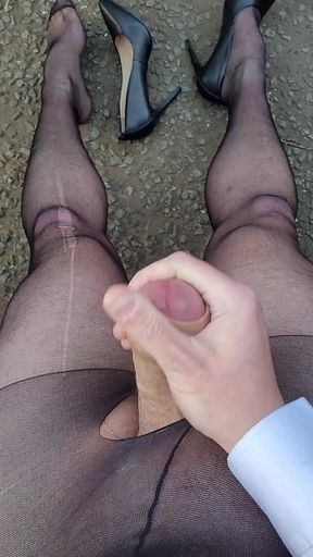 Torn Black Tights Need Cum on Them