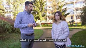 Tight Spanish babe gives blowjob and fuck behind husbands back