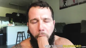 Tattooed stud Johnny Hill rides huge dildo and jerks off in solo session