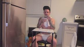 Diaper Boy eats Mushy Food and Has Accident