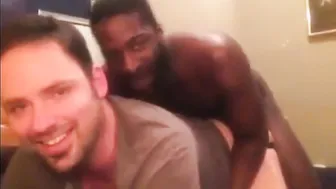Black stud in passionate interracial bareback anal session
