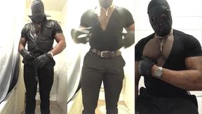 masked smoking muscle dominant leather geared nippleplay