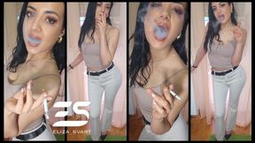 Elegant smoking before going out for dinner