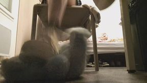 Crushing plushie under desk