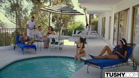 TUSHY Girlfriend Gets Dominated By Power Couple On Vacation - Xozilla Porn