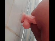 Cute femboy penetrates himself with a dildo and swallows his cum