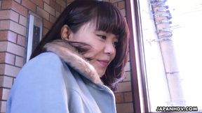 Japanese brunette Haruka Miura plays with a toy and finger action uncensored