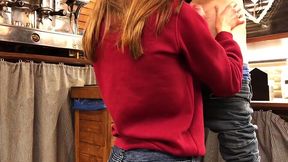 Best friend gives coworker a surprise blowjob at work