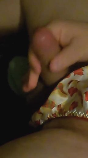 Satin taco thong bulge play jerk & cum