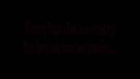 Tranny secretary Emma Lee black stockings spreading