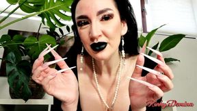 Black Lipstick White Long Nails Goddess JOI