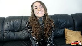 german extrem inked balea scarleg with split tongue and inked eye-ball get her pussy massive fulled with cum at model job fuck